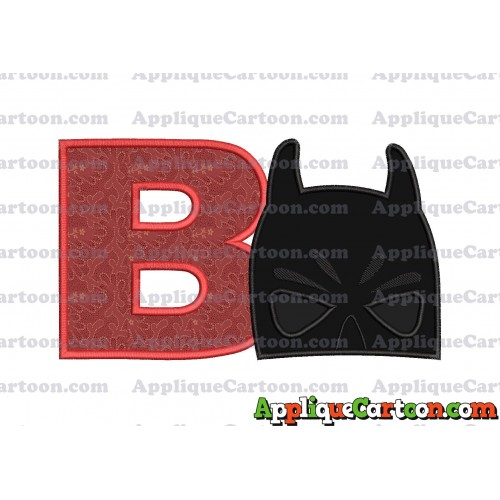 Batman Head Applique Embroidery Design 02 With Alphabet B