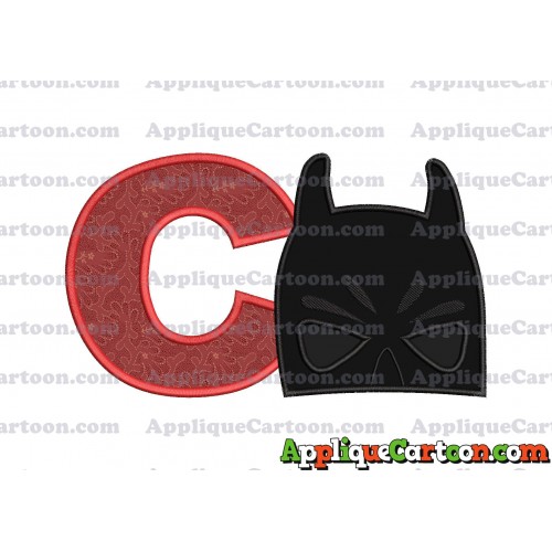 Batman Head Applique Embroidery Design 02 With Alphabet C