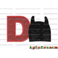 Batman Head Applique Embroidery Design 02 With Alphabet D