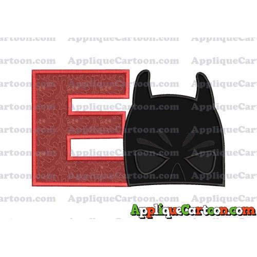 Batman Head Applique Embroidery Design 02 With Alphabet E