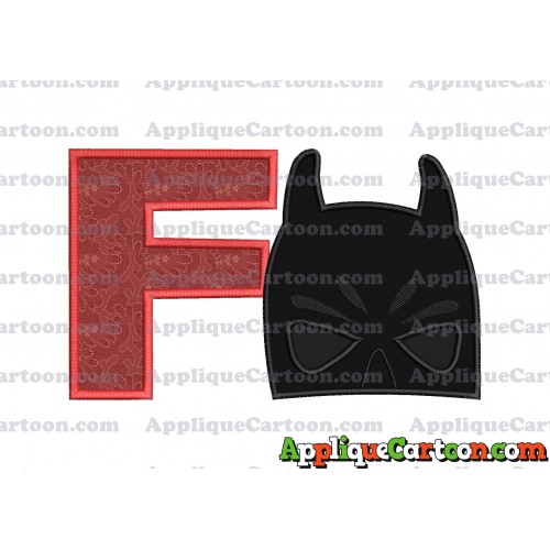 Batman Head Applique Embroidery Design 02 With Alphabet F