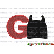 Batman Head Applique Embroidery Design 02 With Alphabet G