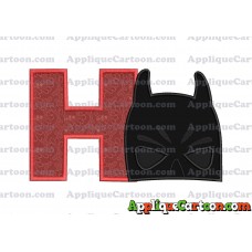 Batman Head Applique Embroidery Design 02 With Alphabet H