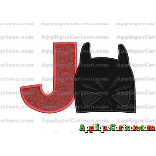 Batman Head Applique Embroidery Design 02 With Alphabet J