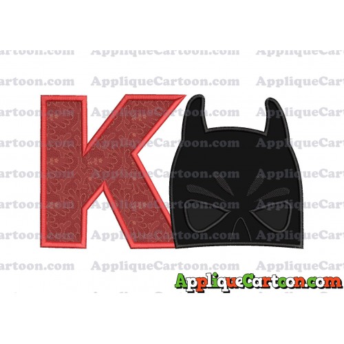 Batman Head Applique Embroidery Design 02 With Alphabet K
