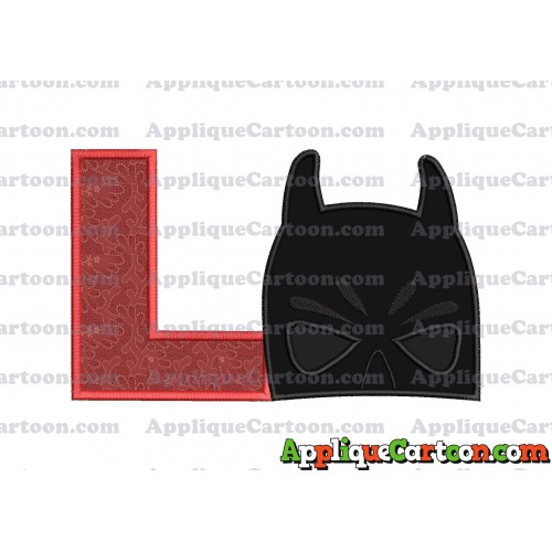 Batman Head Applique Embroidery Design 02 With Alphabet L