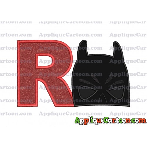 Batman Head Applique Embroidery Design 02 With Alphabet R