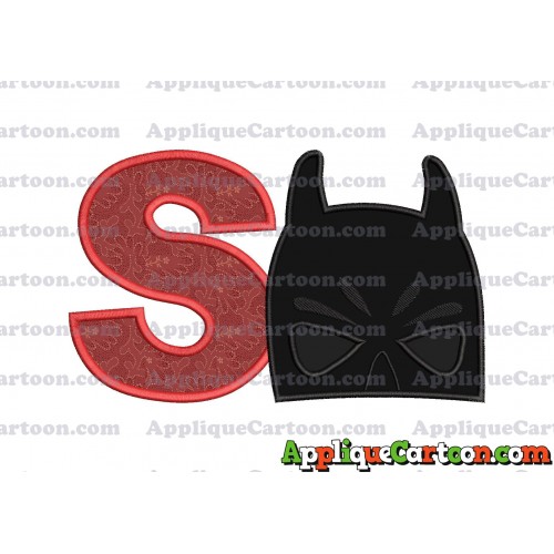 Batman Head Applique Embroidery Design 02 With Alphabet S