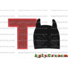 Batman Head Applique Embroidery Design 02 With Alphabet T