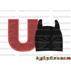 Batman Head Applique Embroidery Design 02 With Alphabet U