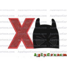 Batman Head Applique Embroidery Design 02 With Alphabet X