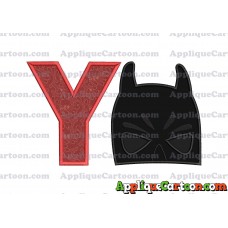 Batman Head Applique Embroidery Design 02 With Alphabet Y