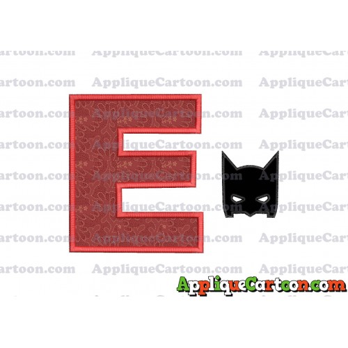 Batman Head Applique Embroidery Design With Alphabet E