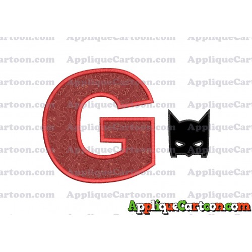 Batman Head Applique Embroidery Design With Alphabet G