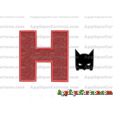 Batman Head Applique Embroidery Design With Alphabet H