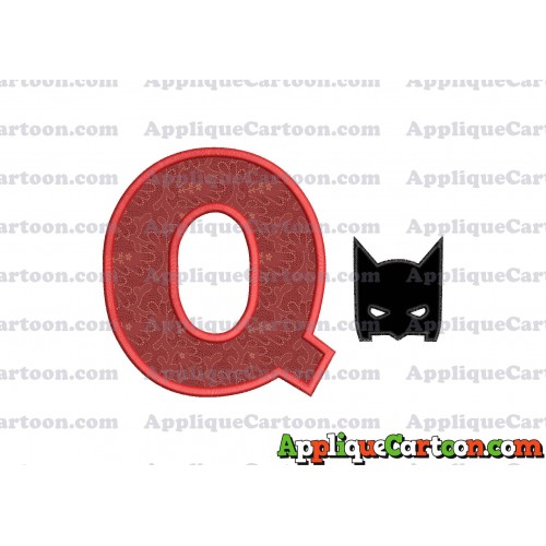 Batman Head Applique Embroidery Design With Alphabet Q