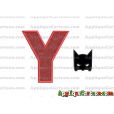 Batman Head Applique Embroidery Design With Alphabet Y