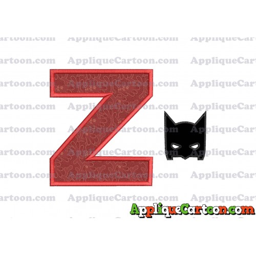 Batman Head Applique Embroidery Design With Alphabet Z