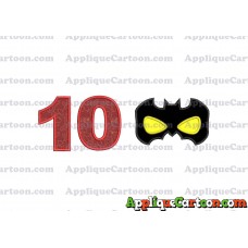Batman Mask Applique Embroidery Design Birthday Number 10