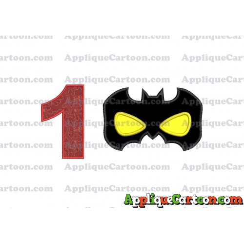 Batman Mask Applique Embroidery Design Birthday Number 1