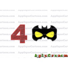 Batman Mask Applique Embroidery Design Birthday Number 4