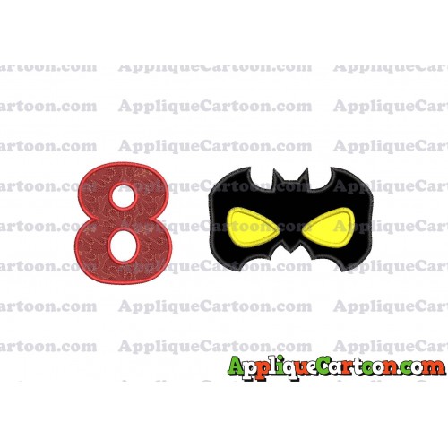 Batman Mask Applique Embroidery Design Birthday Number 8