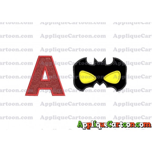 Batman Mask Applique Embroidery Design With Alphabet A