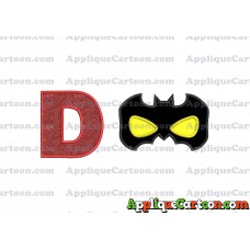 Batman Mask Applique Embroidery Design With Alphabet D