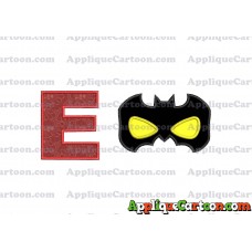 Batman Mask Applique Embroidery Design With Alphabet E