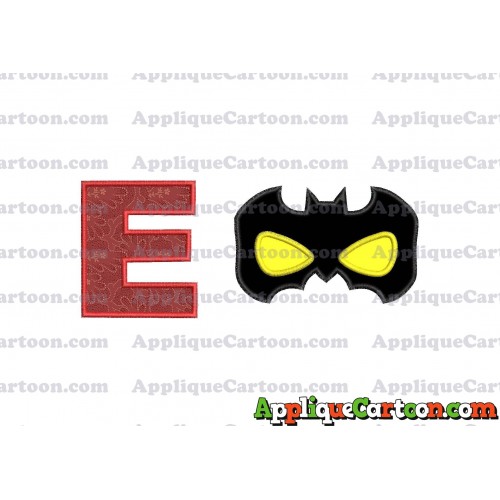 Batman Mask Applique Embroidery Design With Alphabet E