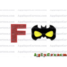 Batman Mask Applique Embroidery Design With Alphabet F
