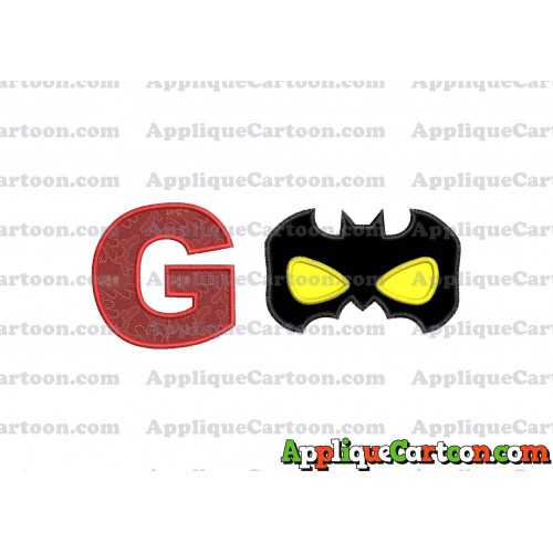 Batman Mask Applique Embroidery Design With Alphabet G