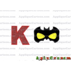 Batman Mask Applique Embroidery Design With Alphabet K