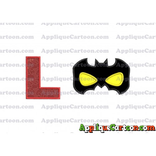 Batman Mask Applique Embroidery Design With Alphabet L