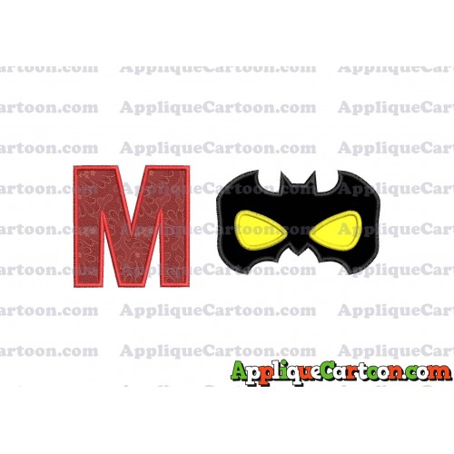 Batman Mask Applique Embroidery Design With Alphabet M