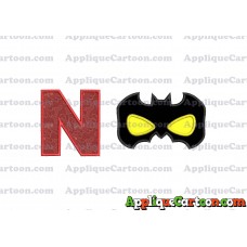 Batman Mask Applique Embroidery Design With Alphabet N