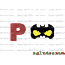 Batman Mask Applique Embroidery Design With Alphabet P