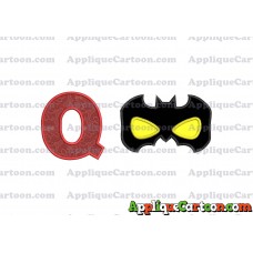 Batman Mask Applique Embroidery Design With Alphabet Q