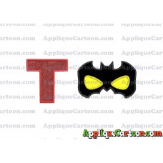 Batman Mask Applique Embroidery Design With Alphabet T