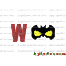 Batman Mask Applique Embroidery Design With Alphabet W