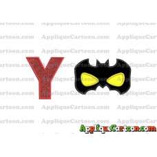 Batman Mask Applique Embroidery Design With Alphabet Y