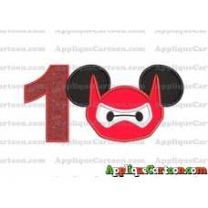 Baymax Ears Big Hero Mickey Mouse Applique Design Birthday Number 1