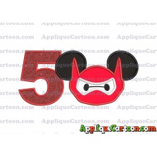 Baymax Ears Big Hero Mickey Mouse Applique Design Birthday Number 5