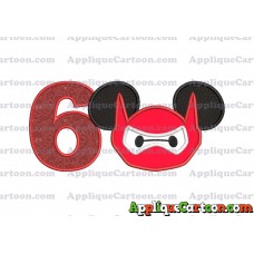 Baymax Ears Big Hero Mickey Mouse Applique Design Birthday Number 6