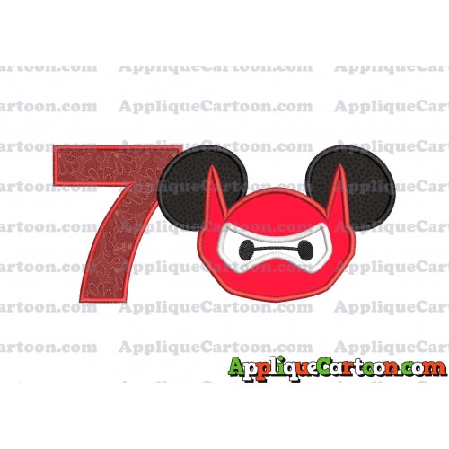 Baymax Ears Big Hero Mickey Mouse Applique Design Birthday Number 7