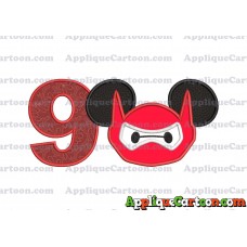 Baymax Ears Big Hero Mickey Mouse Applique Design Birthday Number 9