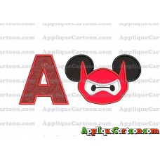 Baymax Ears Big Hero Mickey Mouse Applique Design With Alphabet A