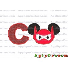 Baymax Ears Big Hero Mickey Mouse Applique Design With Alphabet C