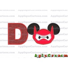 Baymax Ears Big Hero Mickey Mouse Applique Design With Alphabet D