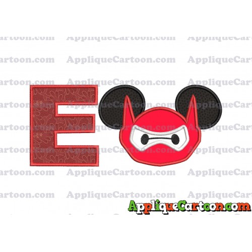 Baymax Ears Big Hero Mickey Mouse Applique Design With Alphabet E